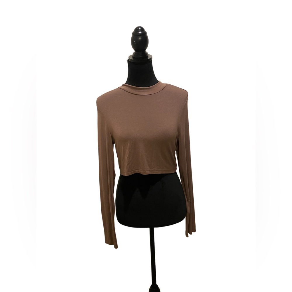 Brown Long Sleeve Crop Top